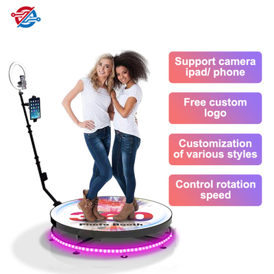 Phone App Control 360 Rotating Photo Booth 40&quot; 100cm Automatic Rotating Glass Platform With Ring Light