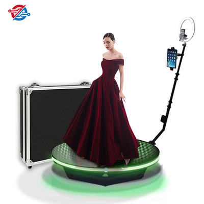 Phone App Control 360 Rotating Photo Booth 40&quot; 100cm Automatic Rotating Glass Platform With Ring Light