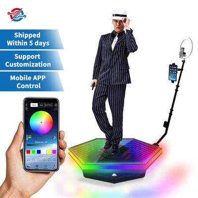 Portable 360 Photo Booth Platform Wireless Tempered Glass Wedding Business  360 Video Booth
