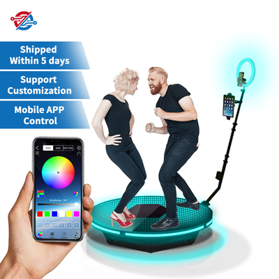 Wireless Control 360 Rotating Photo Booth Glass Platform With Ring Light RGB