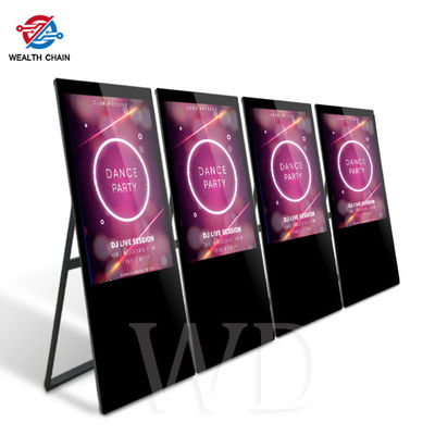 Foldable Standalone LCD Portable Digital Signage Media Player With Movable Caster