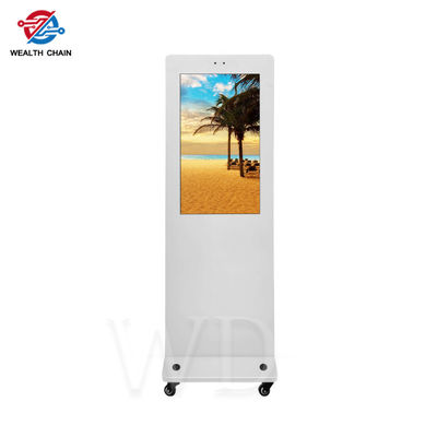White 32 Inch IP55 Protection Portable Digital Signage With Wheels