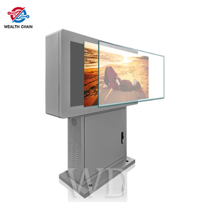Grey Outdoor Digital Signage Kiosk 1080P 4K Resolution 9/16 LCD Display
