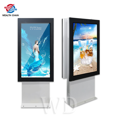 Fashionable 2 Sides LCD Display Floor Stand Kiosk White For Publicity