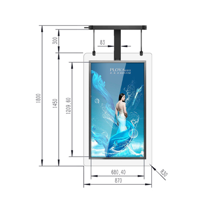 Hanging Double Sided Window HD LCD Display 43 Inch