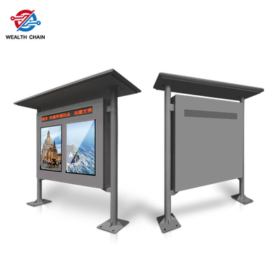 Custom Outdoor LCD Newspaper Digital Kiosks Monitor 55-Inch X 2 Canopy Design