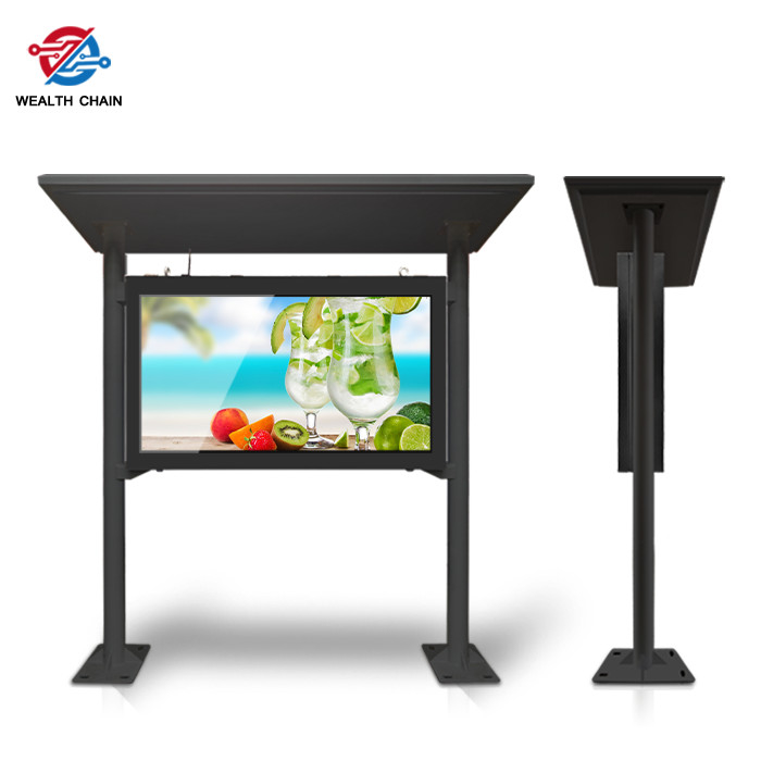 65" Sunshade Outdoor LCD Kiosk With Media Player Speaker Network