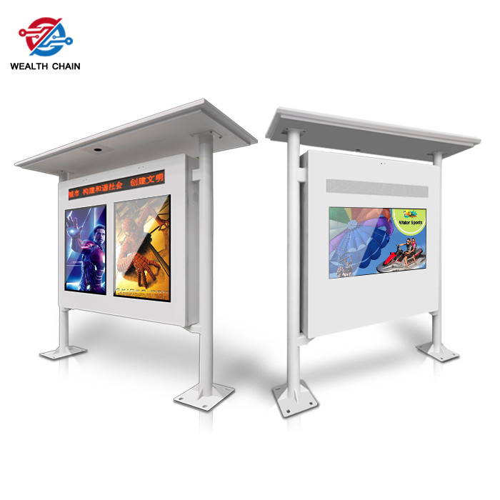 4G Network Roadside Park outdoor digital signage kiosk 55" By 3 Screens For Information Display