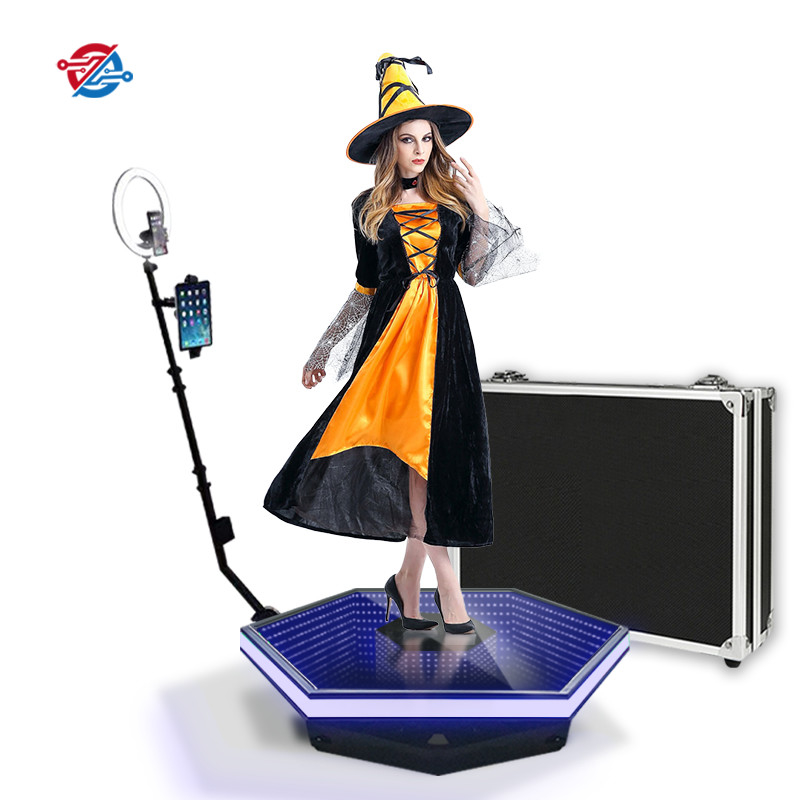 Event Standing Platform 360 Rotating Video Photo Booth With Props Accessories And Package Case