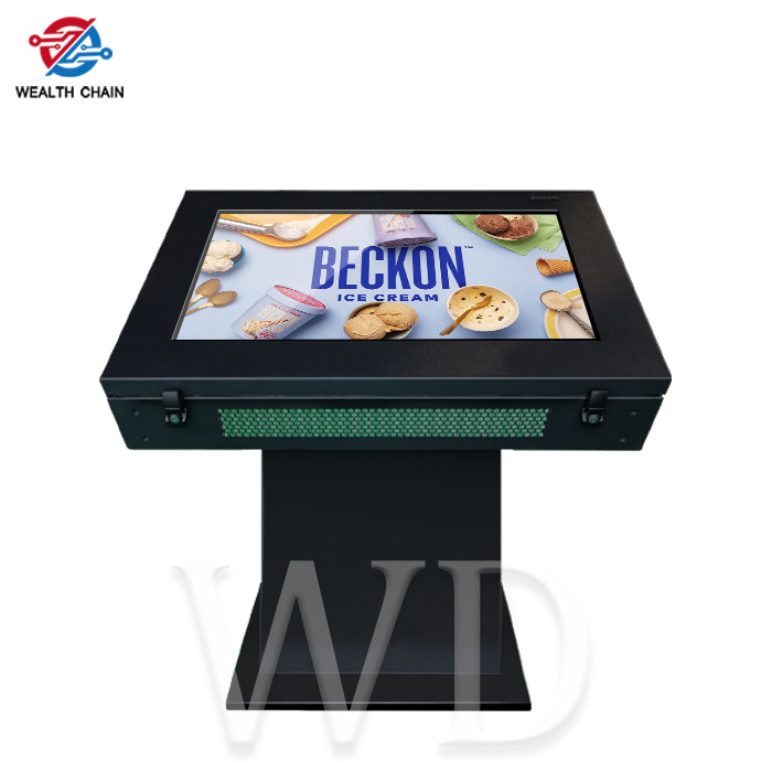 Standing Black Digital Totem Outside Use 43&quot; with 2K LCD &amp; Anti glare glass